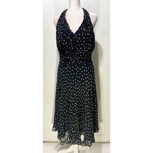 Jones New York silk dress Y2K empire waist ruched classic polka dots women 12